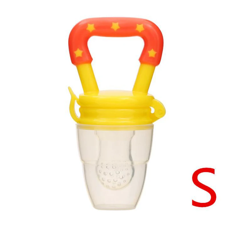 Зубной прорезыватель для малышей силиконовая соска для кормления ясельного ребенка свежие продукты, фрукты соска для супа новорожденного Прорезыватель игрушки 0-12 месяцев - Цвет: Yellow S
