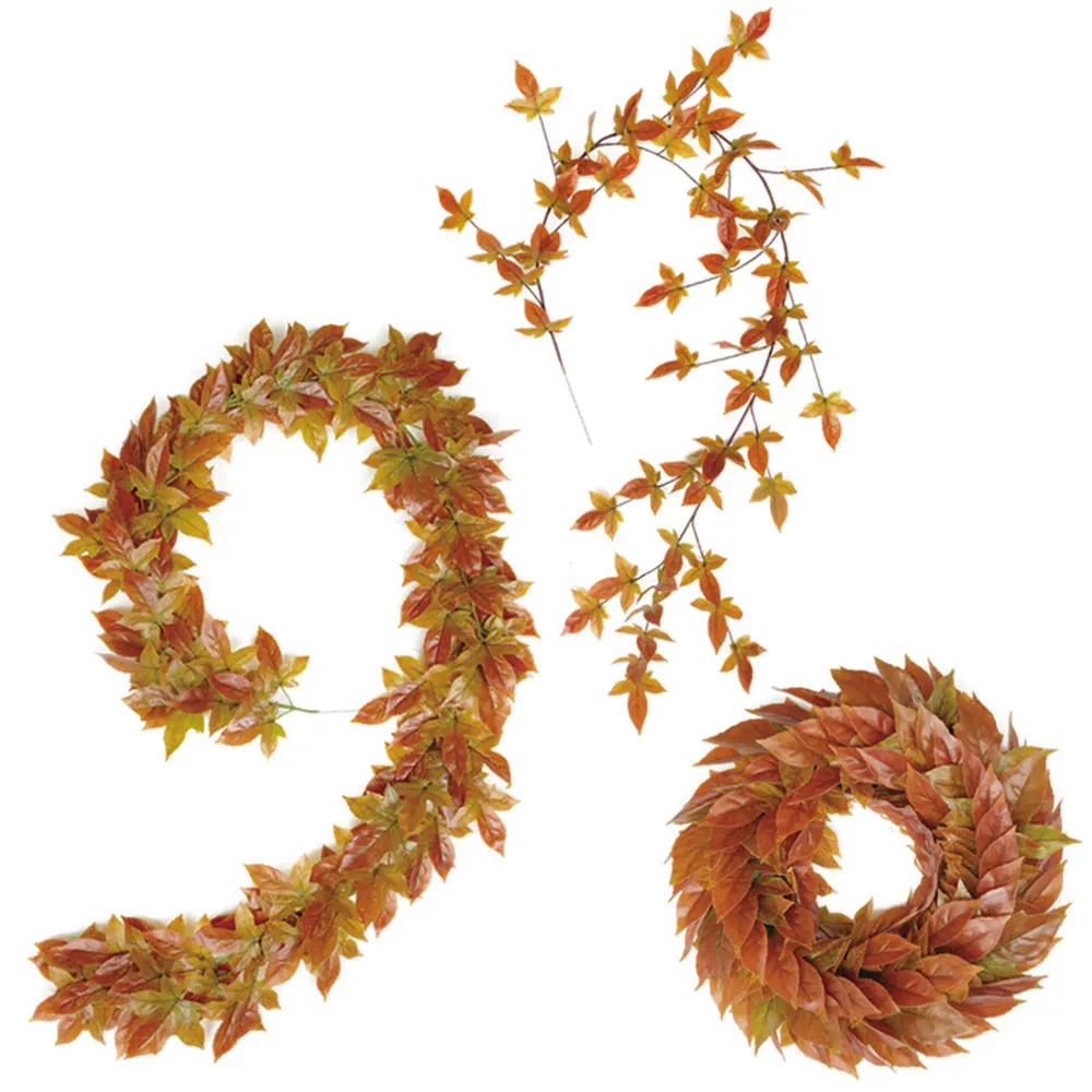 Simulation Plant Rattan 3D Printed Autumn Maple Leaves Living Room Office Decoration Christmas Wedding Scene Layout | Дом и сад