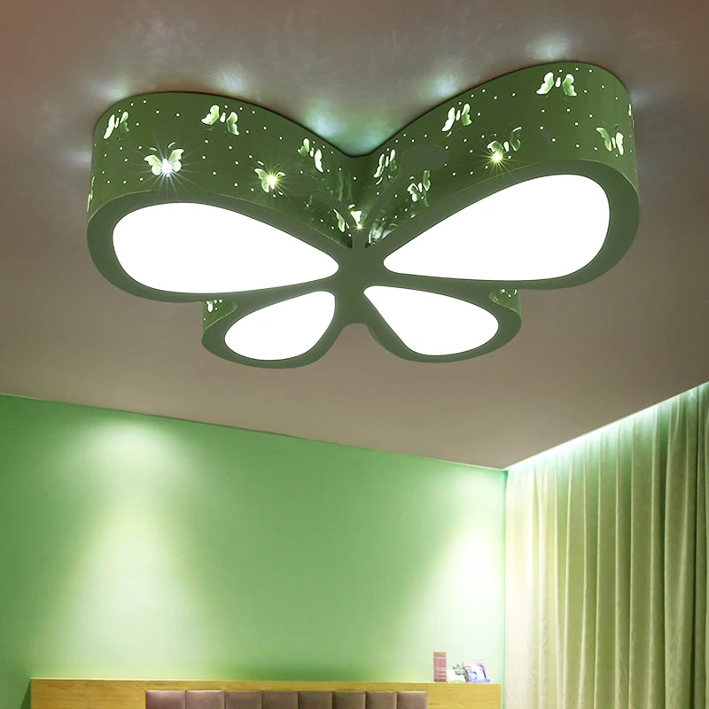 Современный короткий светодиодный потолочный светильник для детской спальни с разноцветными бабочками и полым железом, домашний декоративный акриловый потолочный светильник для столовой