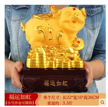 

Golden more Golden Pig Golden Pig large piggy bank Savings Pot Creative Money Recruitment Home Lovely handicraft statues