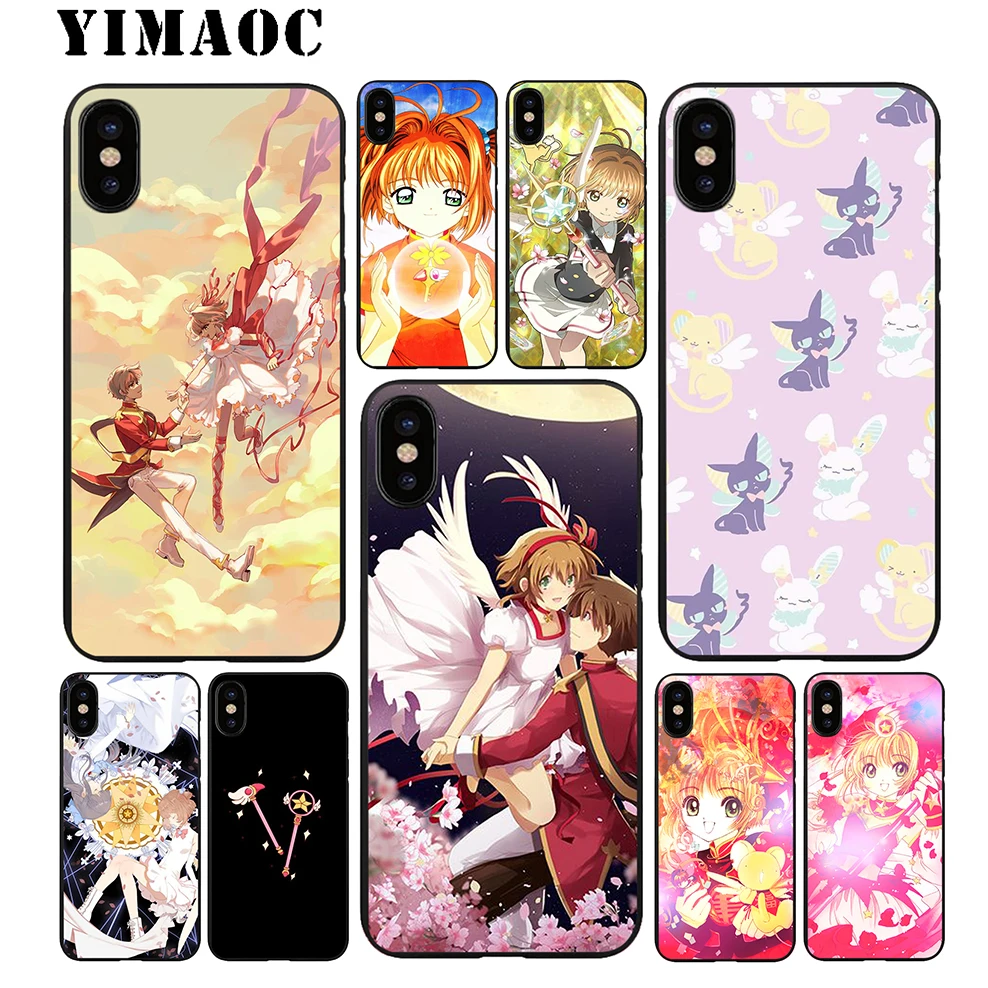 YIMAOC Cardcaptor Sakura Soft TPU Black Silicone Case for iPhone X or 10 8 7 6 6S Plus 5 5S SE Xr Xs Max |