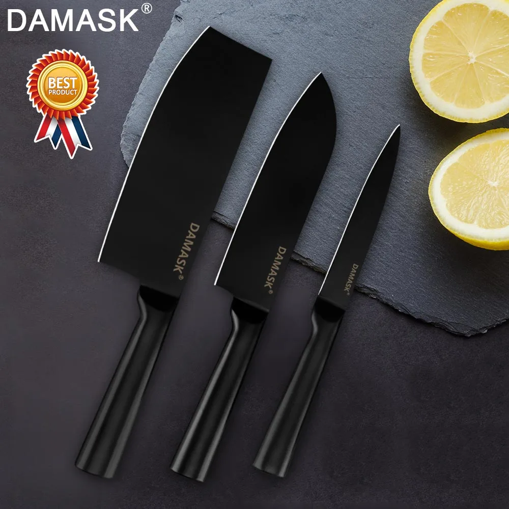 Дамасский набор кухонных ножей из нержавеющей стали Santoku шеф-повара, нож для мяса, острый нож для мяса Nakiri и измельчения, резак для приготовления пищи