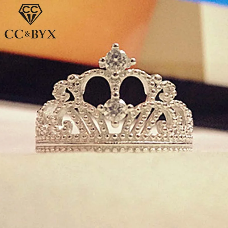 

CC Crown Rings For Women Open Silver Cubic Zirconia Princess Ring Anel Baroque Style Bridal Wedding Jewelry Accessories CC1479