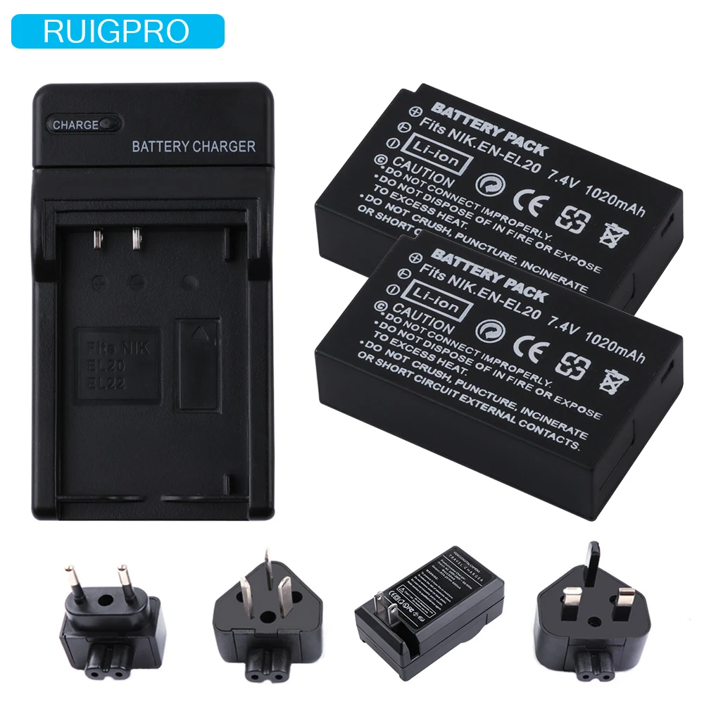 High quality RuigProEN EL20 EN EL20 ENEL20 Camera Battery+Charger For