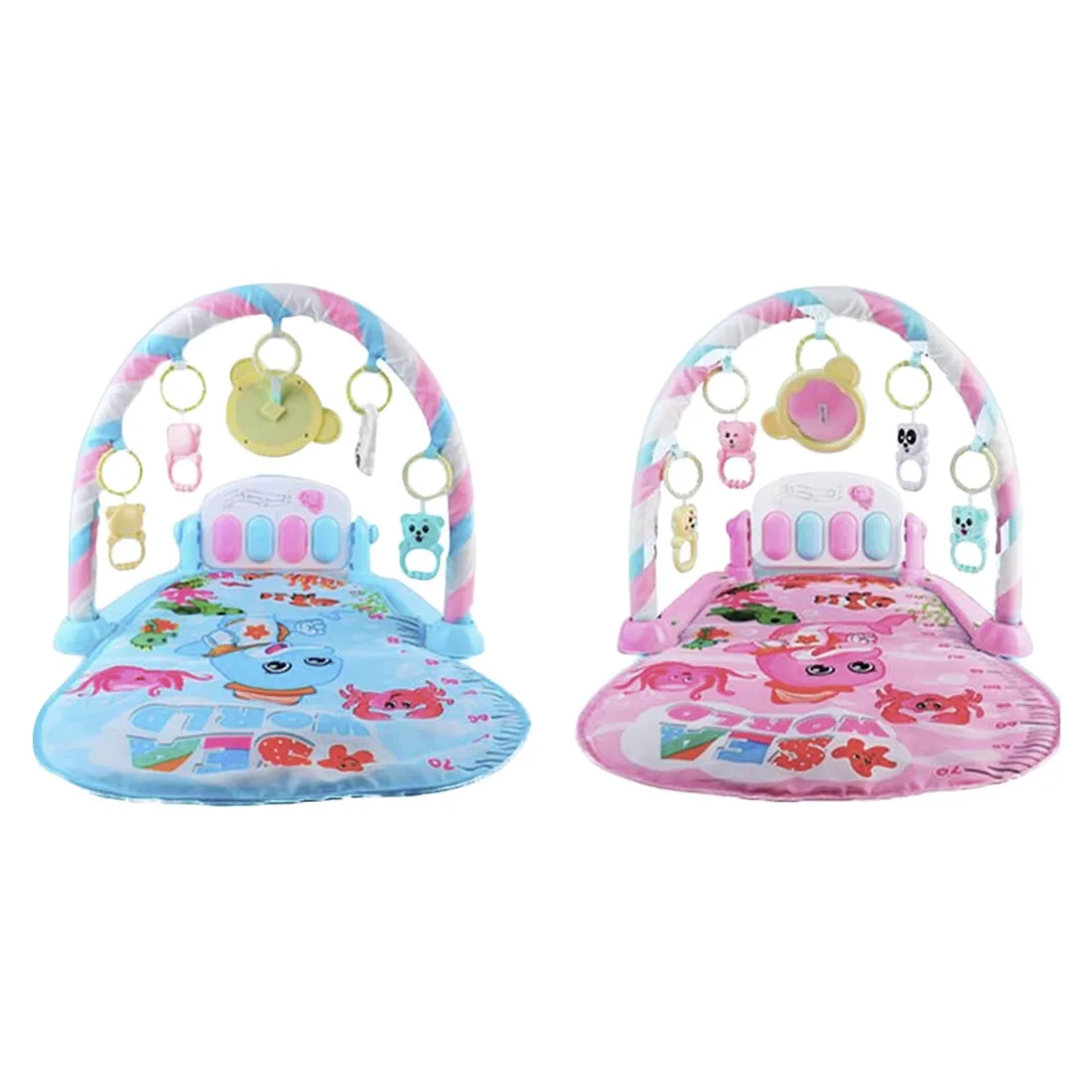 Baby Play Mat Round Lion Turtle Crawling Blanket Infant Game Pad Play Rug Kids Music Game Blanket Kids Crawling Mat
