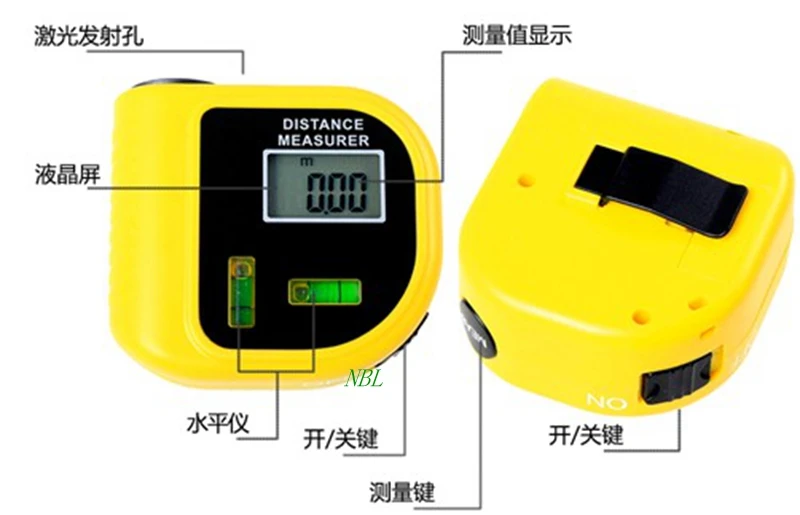 Handheld Tapeline-Shaped Ultrasonic Distance Meter 18M Accuracy LCD Mini Laser Rangefinders CP-3010 With Water Level Tester Handheld Tapeline-Shaped Ultrasonic Distance Meter 18M Accuracy LCD Mini Laser Rangefinders CP-3010 With Water Level Tester