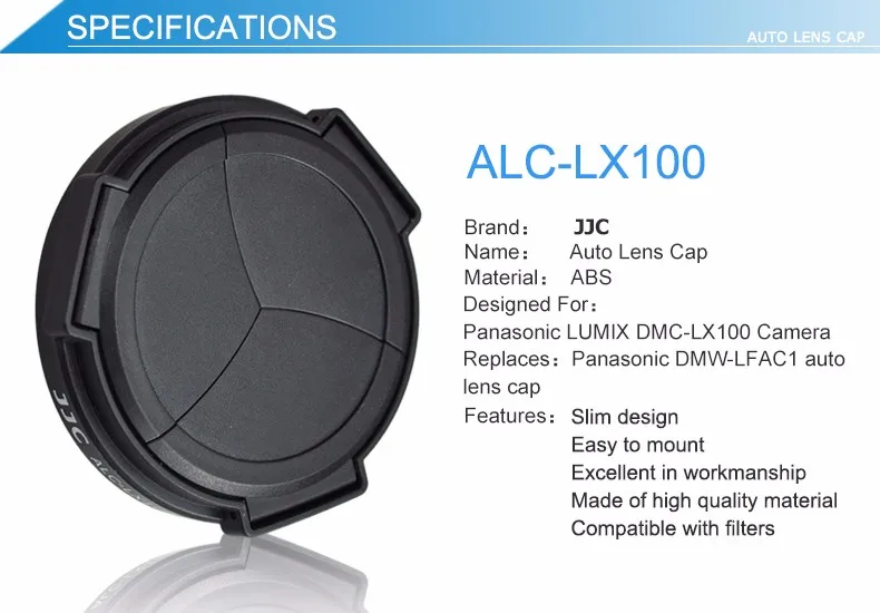 DMW-LFAC1 Auto Lens Cap for Panasonic LUMIX DMC-LX100 DMC-LX100II / DC-LX100M2 LEICA D-LUX (Typ 109) D-LUX 7 Camera Accessories