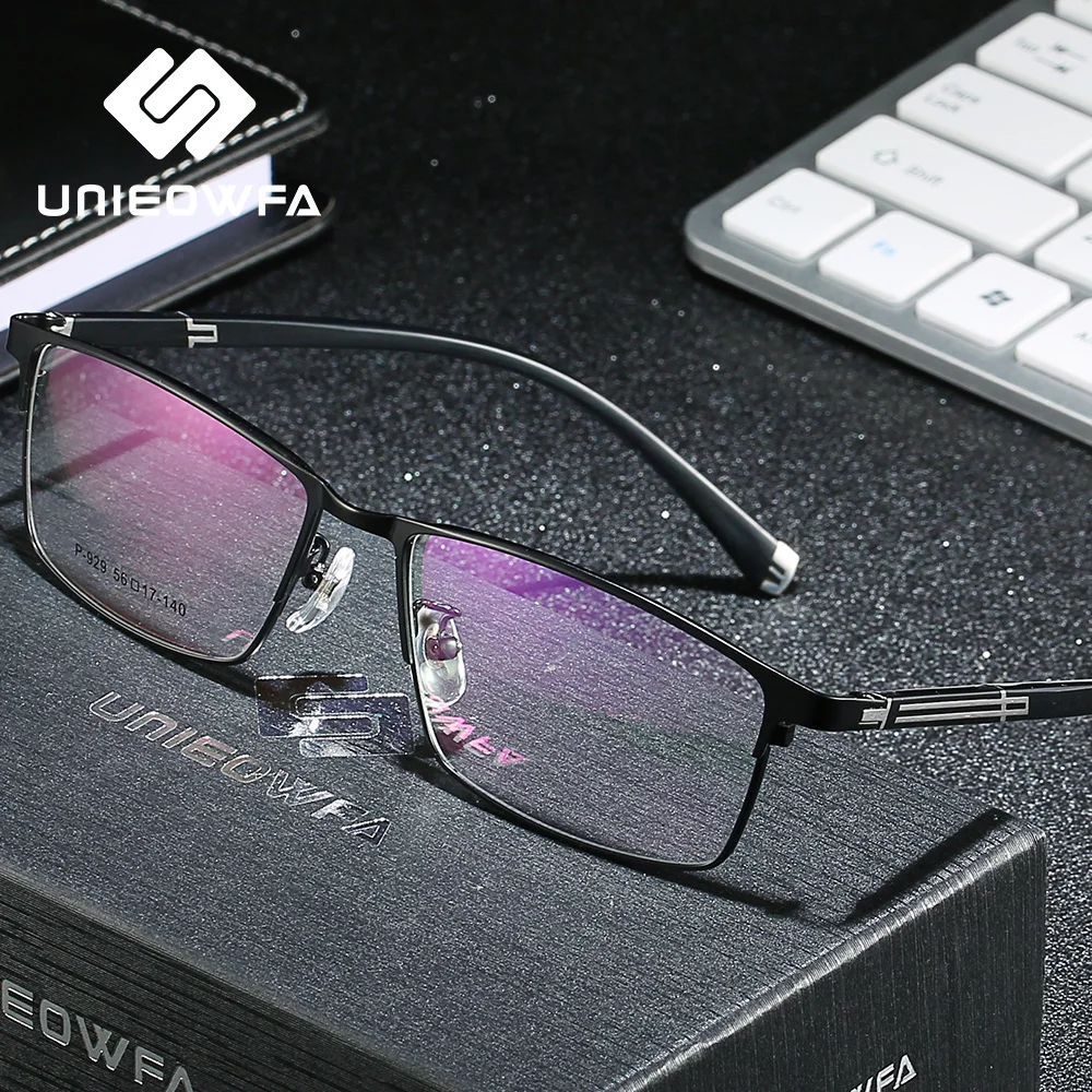

UNIEOWFA Rectangle Optical Glasses Men Frame Clear Transparent Eyeglasses Frame TR90 Alloy Korea Myopia Degree Spectacles Frame