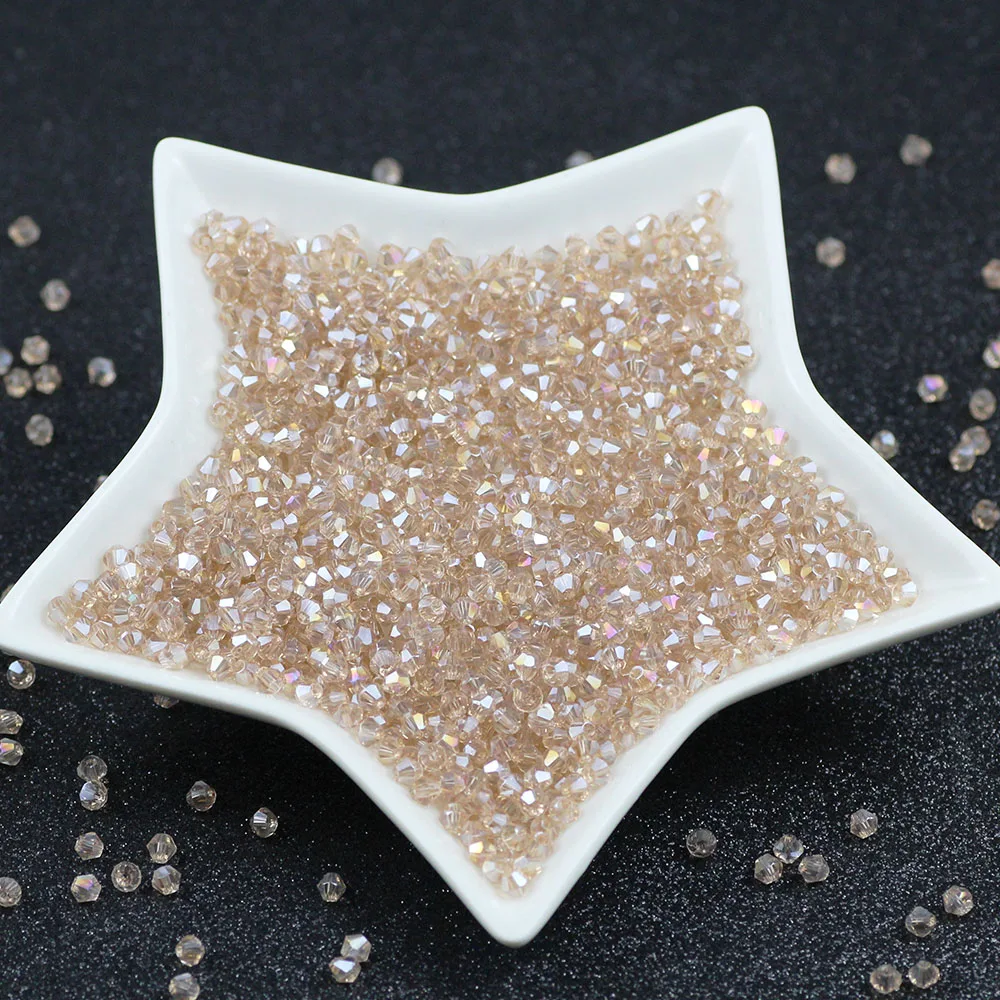 Silver champagne 100pcs/lot DIY Perles 4mm Double Bicone Austria Crystal Glass Spacer Loose Beads for Jewelry Making Handiwork | Украшения