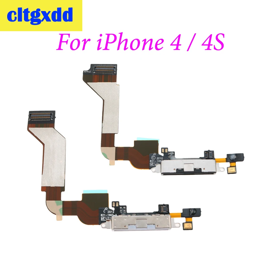 

cltgxdd USB Charging Port Connector Charge Dock Socket Jack Plug Flex Cable With Microphone For iPhone 4 4G 4S