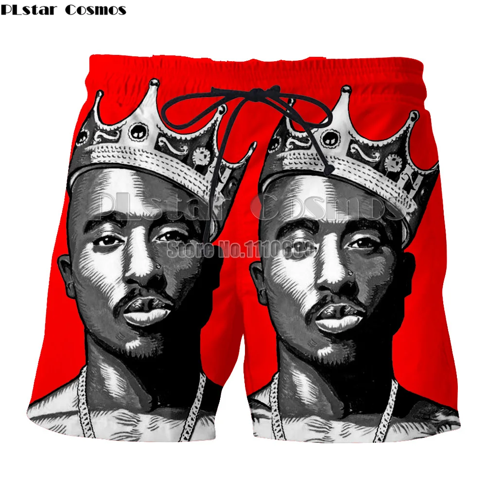 PLstar Cosmos Hip Hop shorts men women 3d print Rap singer 2PAC Tupac 3d shorts breathable short pants summer