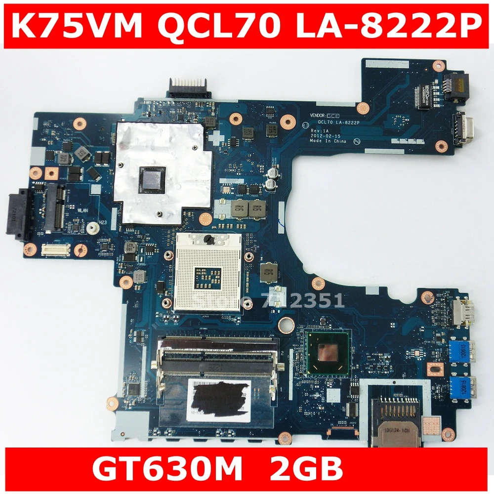 For Asus K75V K75VJ K75VM R700V R700VJ Motherboard QCL70 LA-8222P Mainboard