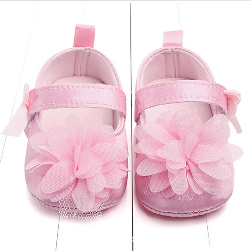 Детская обувь с цветочным бантом для маленьких девочек; обувь для новорожденных; Размер 0-12 месяцев
