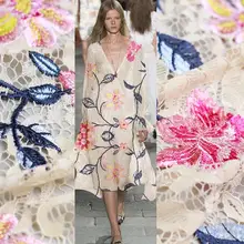 Весеннее новое розовое платье с вышитыми цветами, модное кружевное весенне-осеннее платье, Заказная ткань