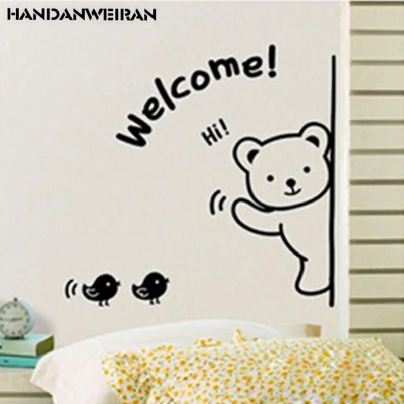 1 Pcs Hot Kartun Beruang Menarik Dinding Stiker  Anak  Kamar  