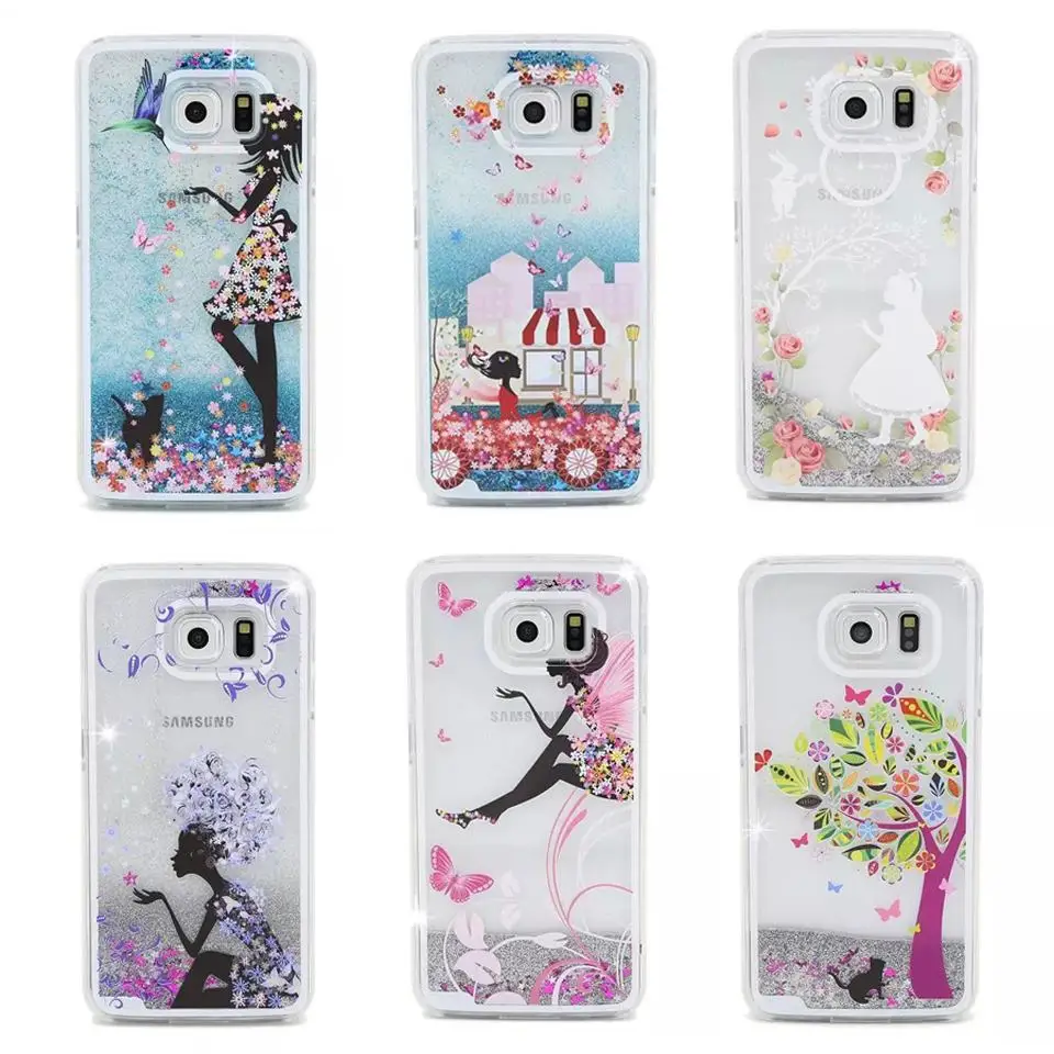 For Coque Samsung Galaxy S6 Case Glitter Liquid For Women 3D Bling