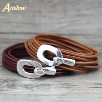 

Anslow Vintage Style 2.5mm Leather Handmade Wrap Multilayer Women Men Girl Bracelets Bangle Classic Best Friend Gift LOW0357LB