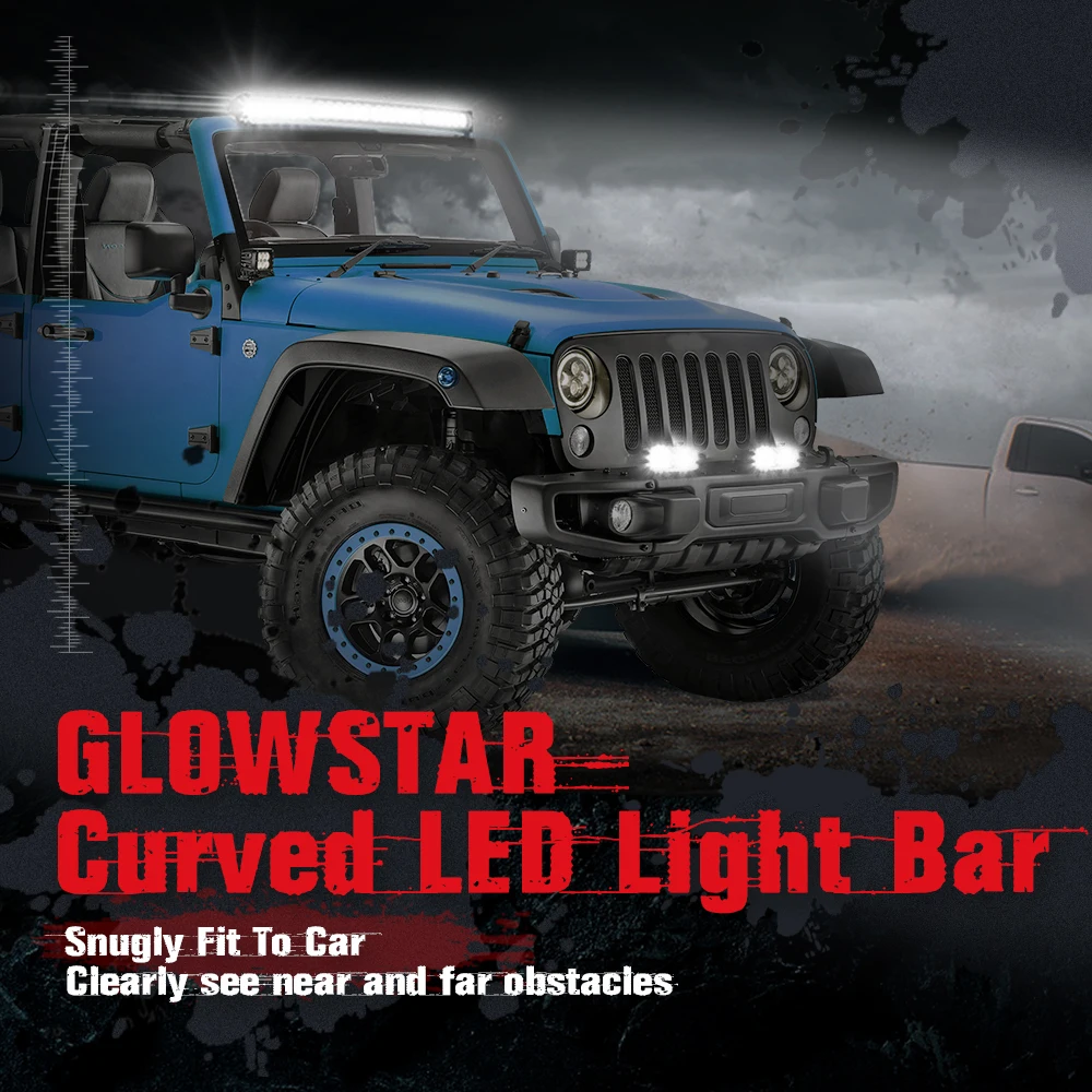 MICTUNING новая GlowStar 5" 5 строк изогнутый СВЕТОДИОДНЫЙ светильник бар 33000LM комбинированный прожектор внедорожный противотуманный автомобильный светильник для 4X4 Jeep Грузовик Лодка