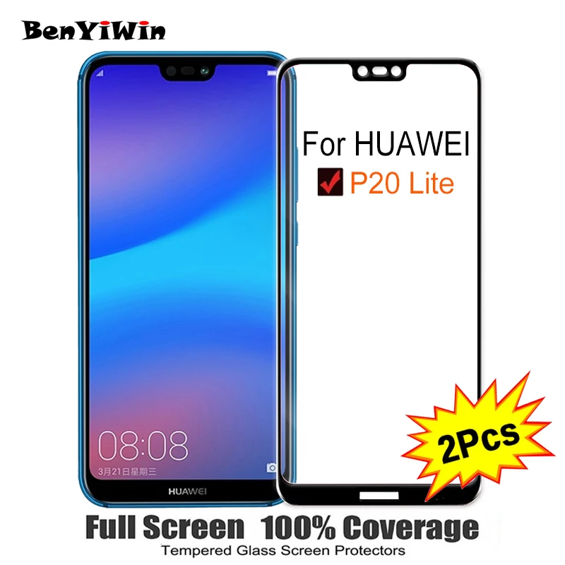 

2PCS Full Cover Screen Protector Tempered Glass For Huawei P20 Lite 5.84" 9H Protective glass For p20 Lite ANE LX3 L22 Film Case