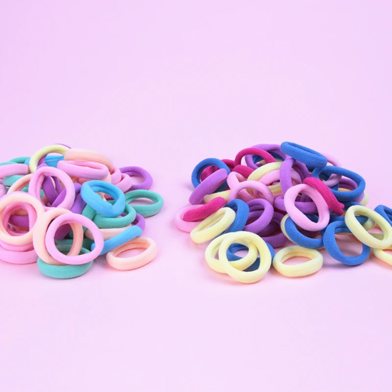 50/100pcs 2/3cm Colorful Girls Elastic Hair Bands Holder Tie Wholesale Rubber Band Kids Hair Accessories Hair Bands for Girls