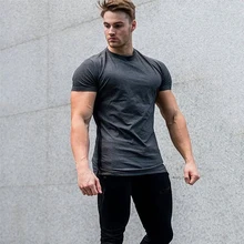 Брендовая одежда Фитнес Бег футболка Для мужчин Спорт Тренажерный зал продлить летние шорты рукавами футболка хлопок Средства ухода за кожей наращивания мышечной массы футболка Для мужчин S
