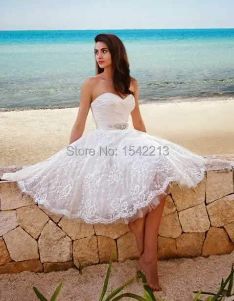 Vestido De Renda Vestido De Novia Novias Carino Con Cuentas De Encaje Corto De Playa Vestidos De Novia 2017 Robe De Matrimonio Robe De Marriage Wedding Dress Sweetheartbridal Gown Aliexpress