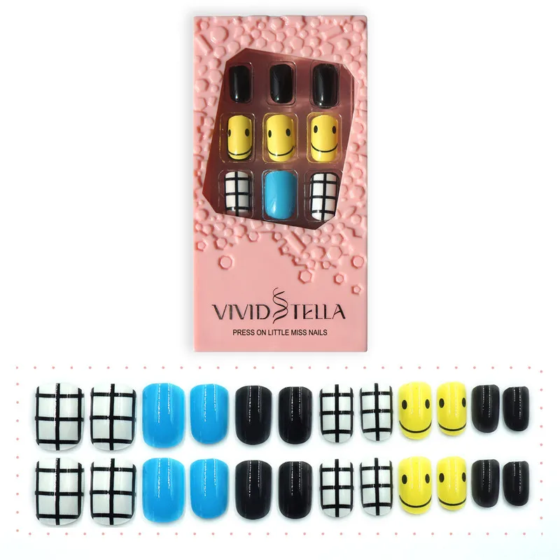 12 видов конструкций, 30 шт., прессованные накладные ногти для детей, в коробке, полное покрытие, Детские накладные ногти, искусственные ABS, сделай сам, для девочек, для дизайна ногтей - Цвет: 1