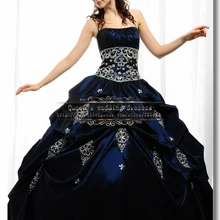 Атласное вышитое вечернее платье в складку Королевское голубое праздничное платье