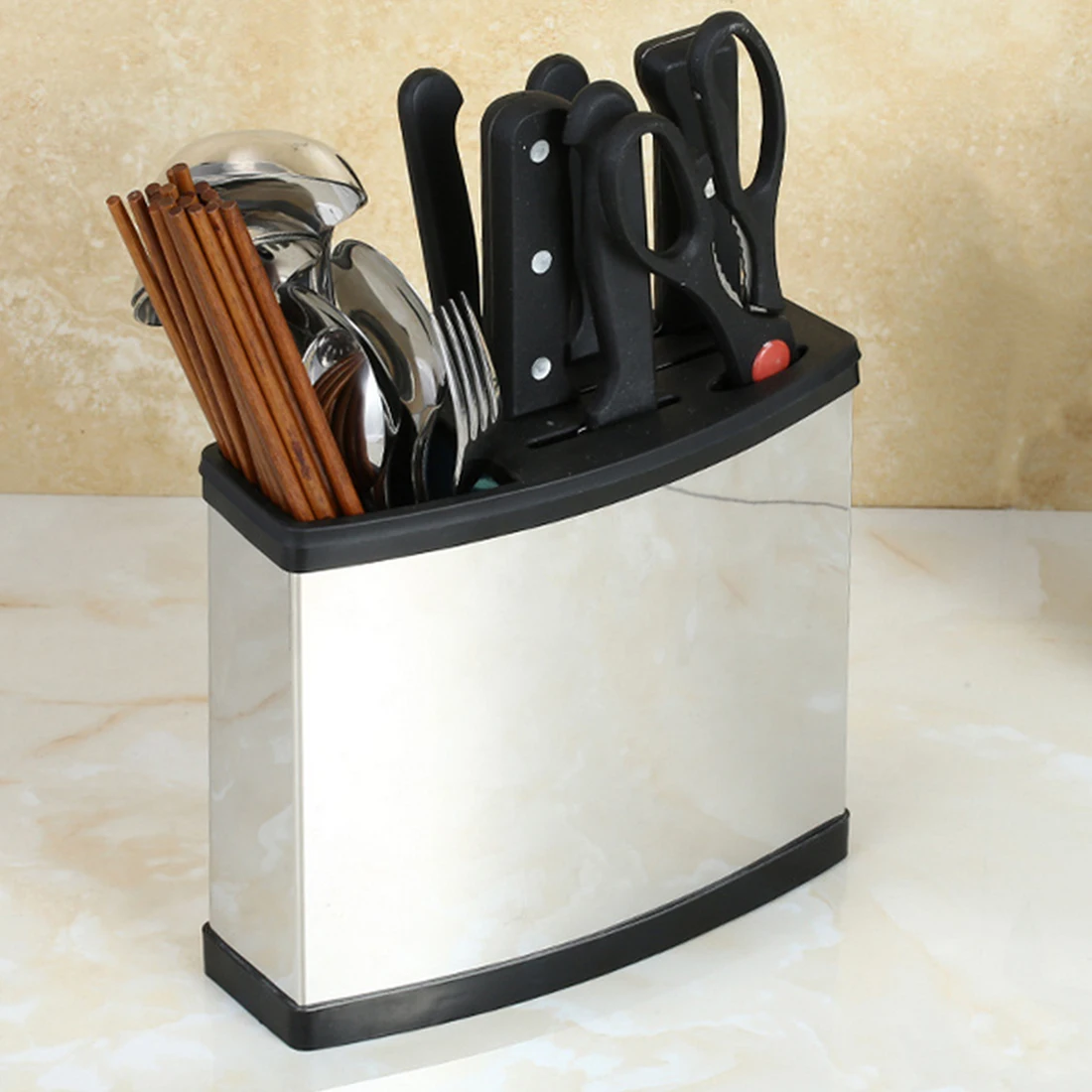 

Multifunction Self Draining Organizer Spoon Chopsticks Holder Kitchen Draining Knife Rack Storage Box Kitchen Accessories