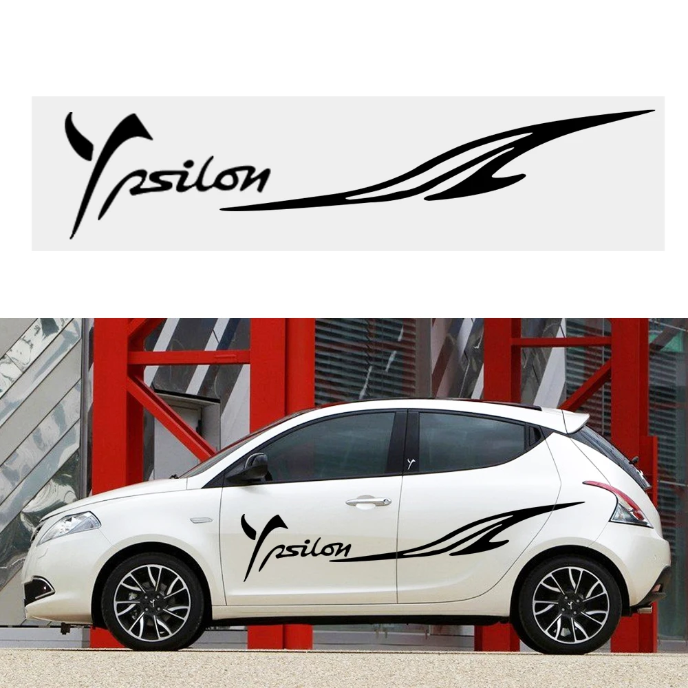 Украшение для стайлинга автомобиля, наклейка для Lancia Ypsilon, наклейка для кузова, наклейка для хэтчбек, седан, наклейки, автозапчасти, сделай сам, 180 см - Название цвета: Black