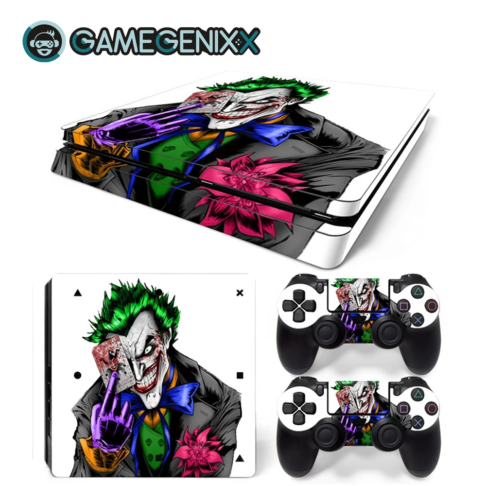 

GAMEGENIXX Skin Sticker Protective Decal Cover Full Set for PS4 Slim Console and 2 Controllers - The Joker
