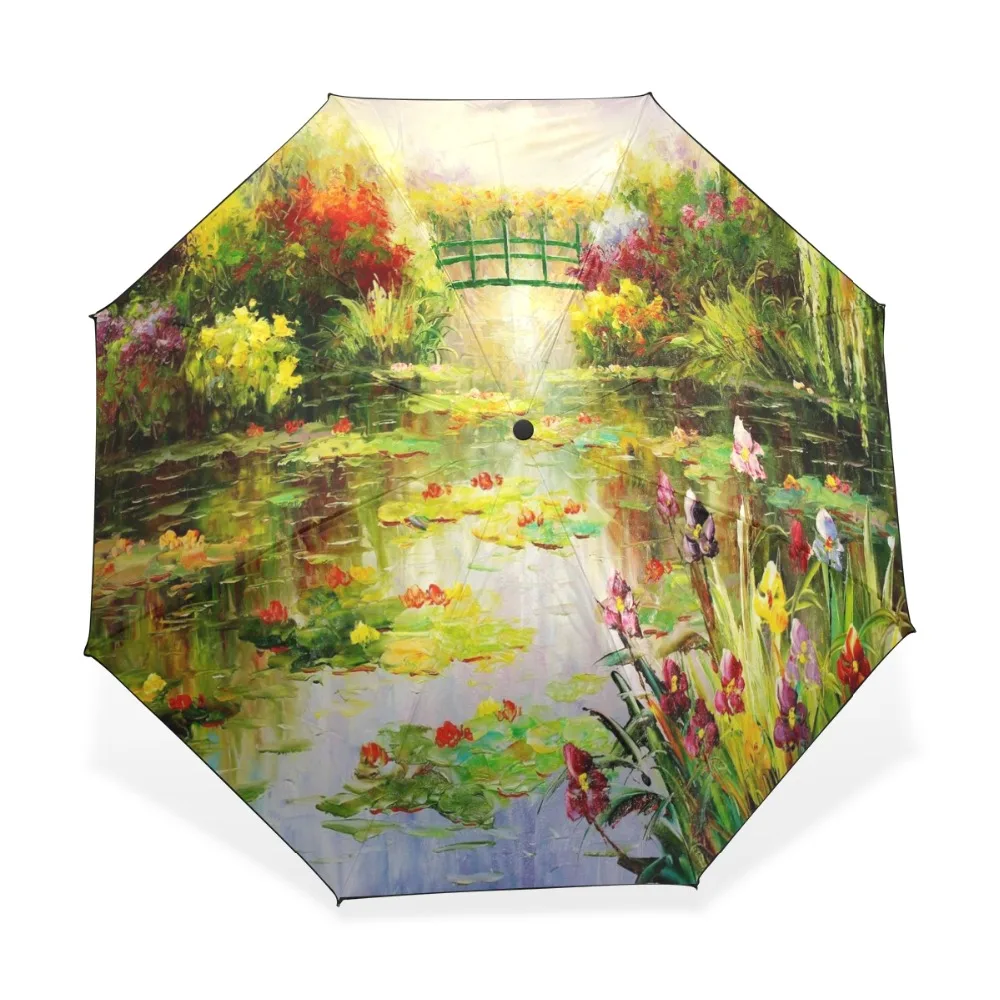

Monet Original Women's Umbrella Oil Painting 3 Folding Parasol Sun Protection Anti-UV Sun and Rain Umbrellas Lady Umbrella