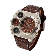 10 шт. в партии мужские военные кварцевые наручные часы с питоновым зерном, кожаный ремешок, украшение компаса, термометр, 2 часовых пояса, циферблат