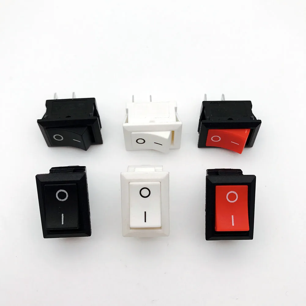

100Pcs 2 Pin Snap-in On/Off Position Snap Boat Button Swi tch Rocker Switches 6A-10A 110V 250V KCD1-101 21*15MM Black/Red/White