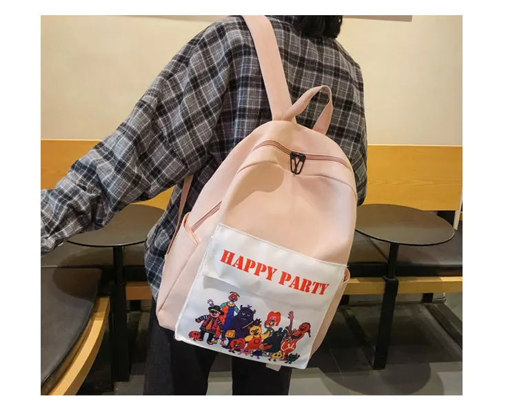 Menghuo Women Backpack Canvas Backpack Cute Printed School Bags Backpack Female Mochila Escolar Girls Backpack for Teenagers New_11