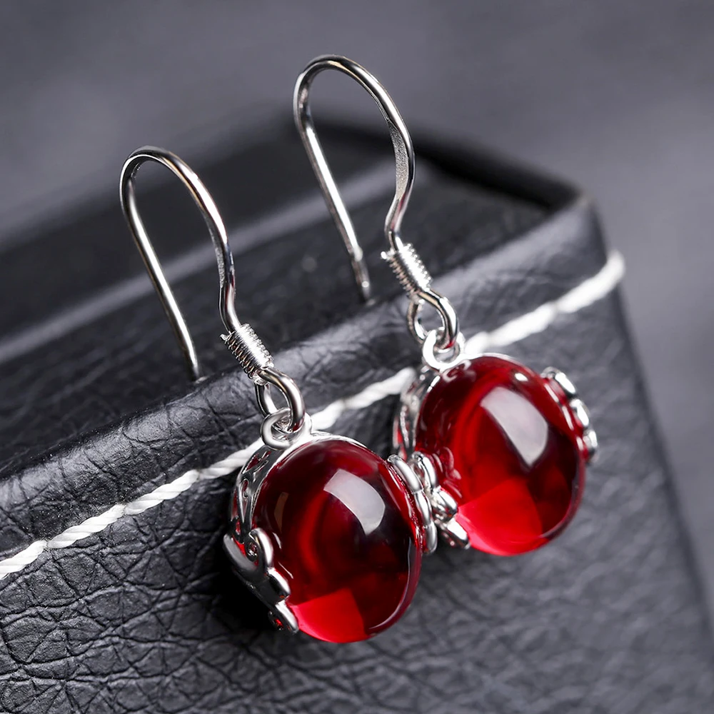 

2018 Red Green Stone Long Drop Earrings for Women Female Cooper Dangling Hanging Earrings for Girls Ear Fashion Jewelry Pusety