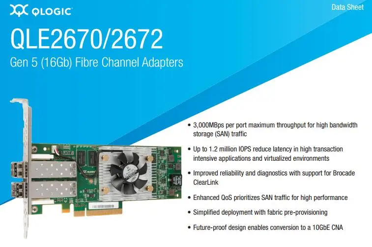 RaidStorage QLogic QLE2672-CK QLE2672 2 порта двойной 16 Гбит/с Gen 5 SFP + FC SR-Optical PCIe контроллер карта