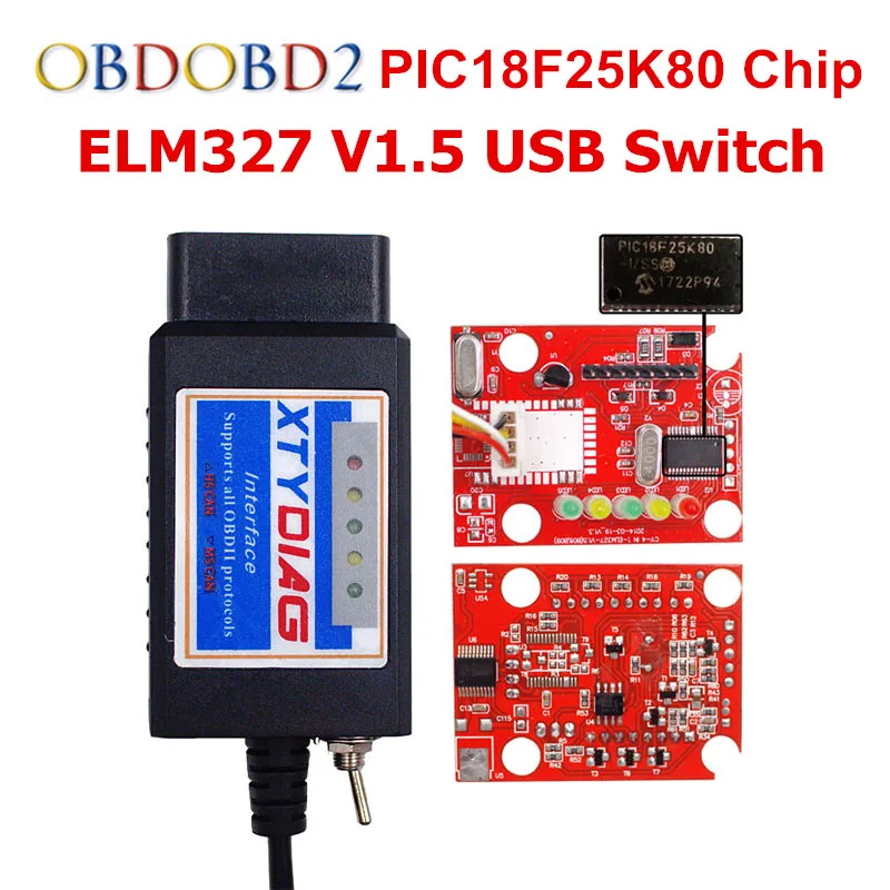 Настоящий 25K80 ELM327 USB пластик OBD2 Авто диагностический инструмент версия V1.5 ELM 327 USB интерфейс OBDII CAN-BUS сканер - Цвет: Белый