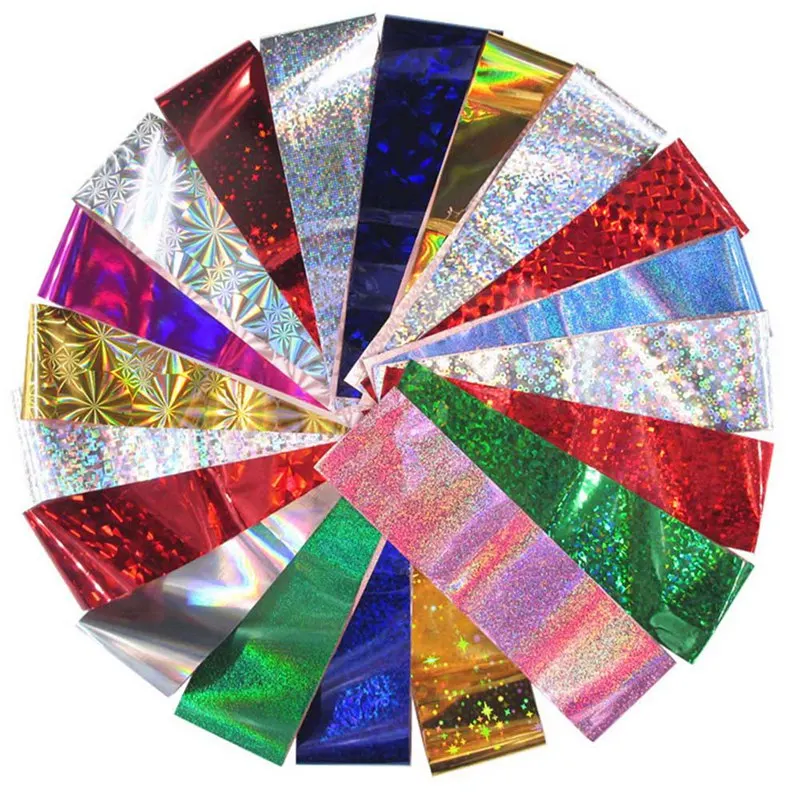 

1/Set 3D Holographic Broken Glass Foils Finger Nail Art Mirror Stickers For Nails Glitter Stencil Decal DIY Manicure