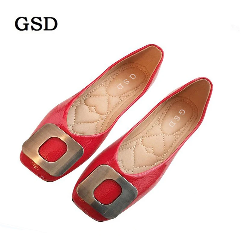 

Women Flats Metal Square Buckle Design Fashion Shoes Woman Spring Summer Shallow Casual Women Shoes Large Size Flat Footwear