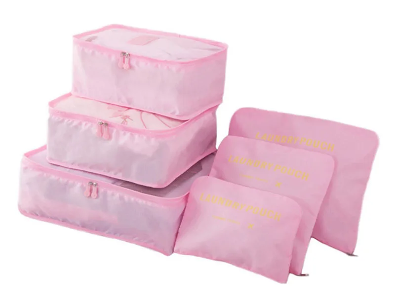 pink 6 шт./компл. Путешествия сумка для хранения одежды опрятный чехол Чемодан Органайзер Портативный контейнер Водонепроницаемый хранения чехол Прямая - Цвет: pink
