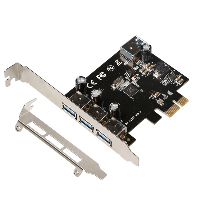 Супер-Скорость 4 Порты и разъёмы USB 3,0 PCI-E PCIe PCI Express карты расширения для настольных ПК-R179 Прямая