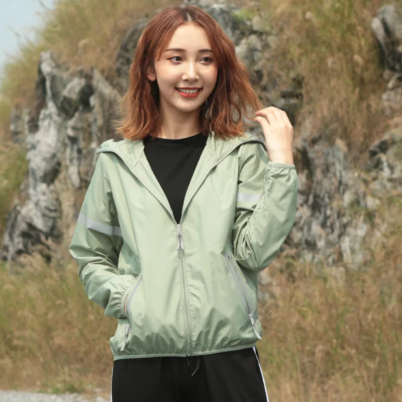 

2019 Newest Woman Summer Skin UV Anti Ultralight Jacket UV Resistance Coat Waterproof Quick Dry Jacket Reflective Stripe Jacket
