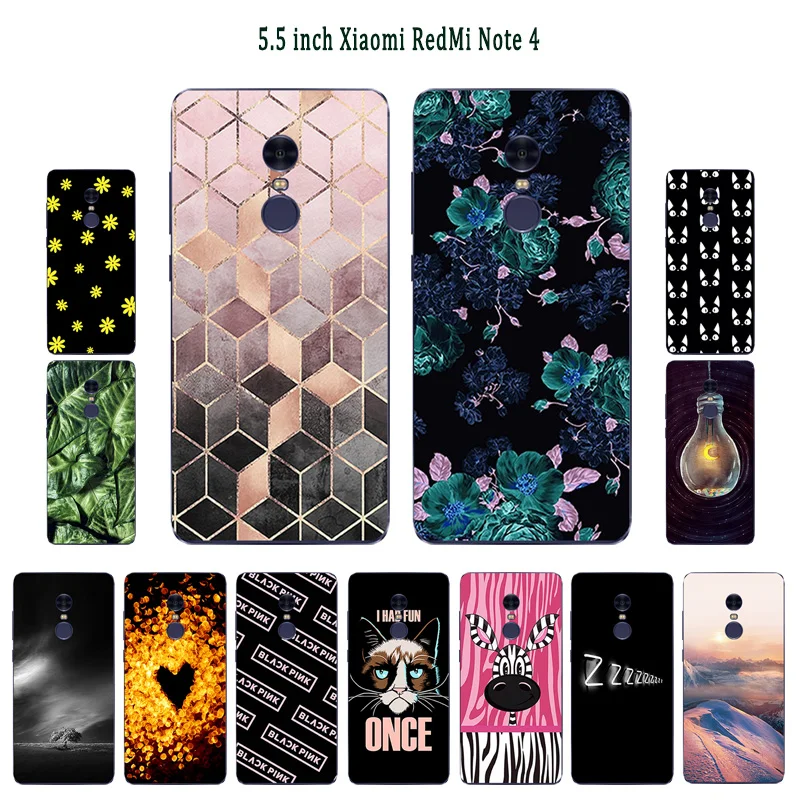 

For Xiaomi Redmi Note 4 Note4 Case Silicon Sea Sand Painted for Redmi Note 4 Note4 Phone Back Cover Xaomi Mi Note4 5.5"