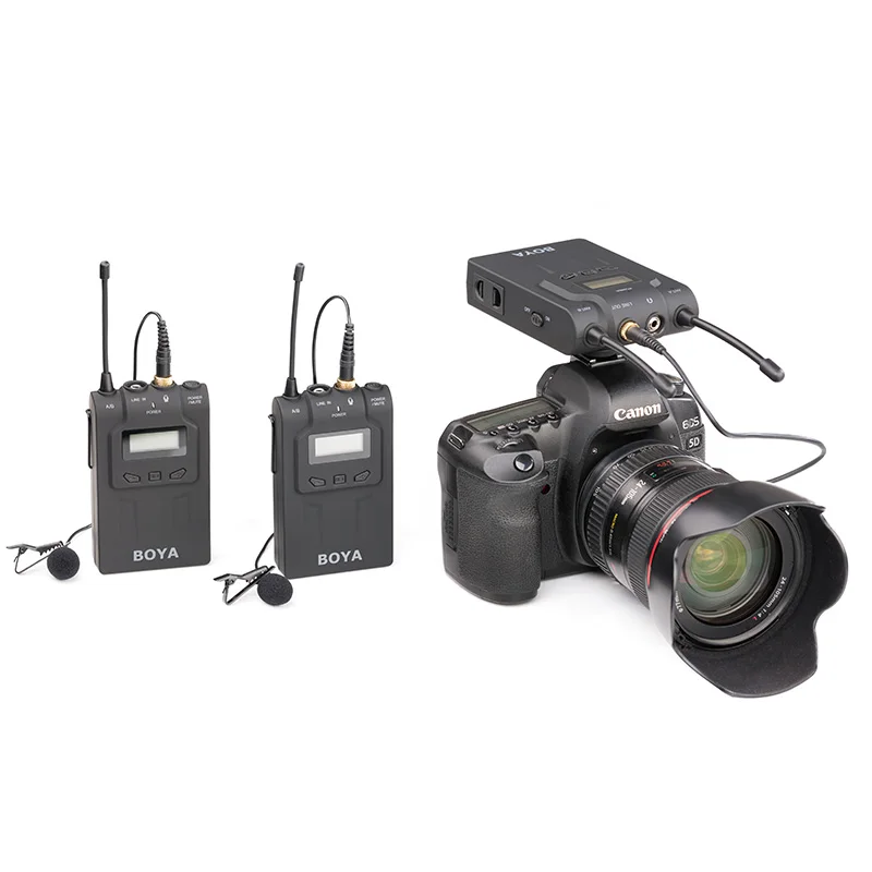 BOYA BY WM8 Двухканальный UHF беспроводной микрофон Система Lavalier Mic 2 передатчика 1