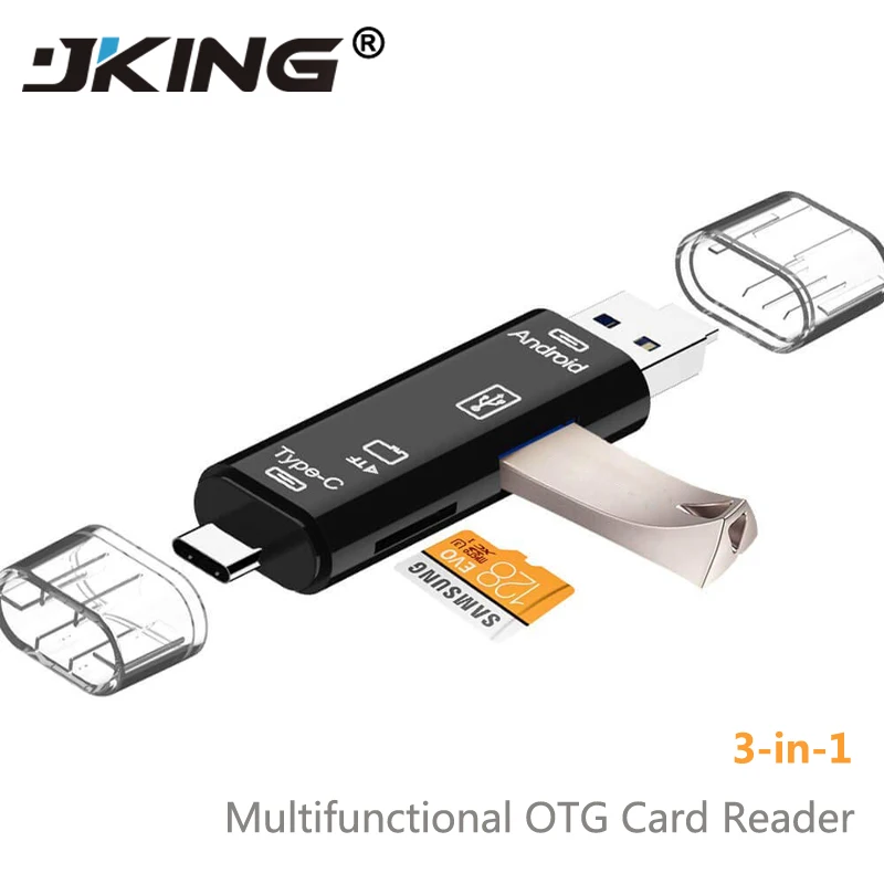 

Raugee Type C & Micro USB OTG Card Adapter 3 In 1 USB-C Reader Flash Stick TF Read Plug For Mobile Phone PC Mac Computer