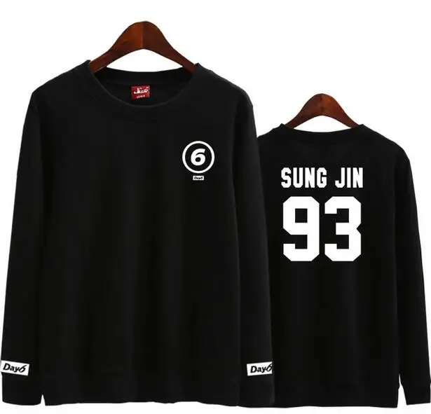 

Kpop new arrival day6 day 6 member name printing o neck pullover sweatshirt fashion unisex thin hoodies spring autumn