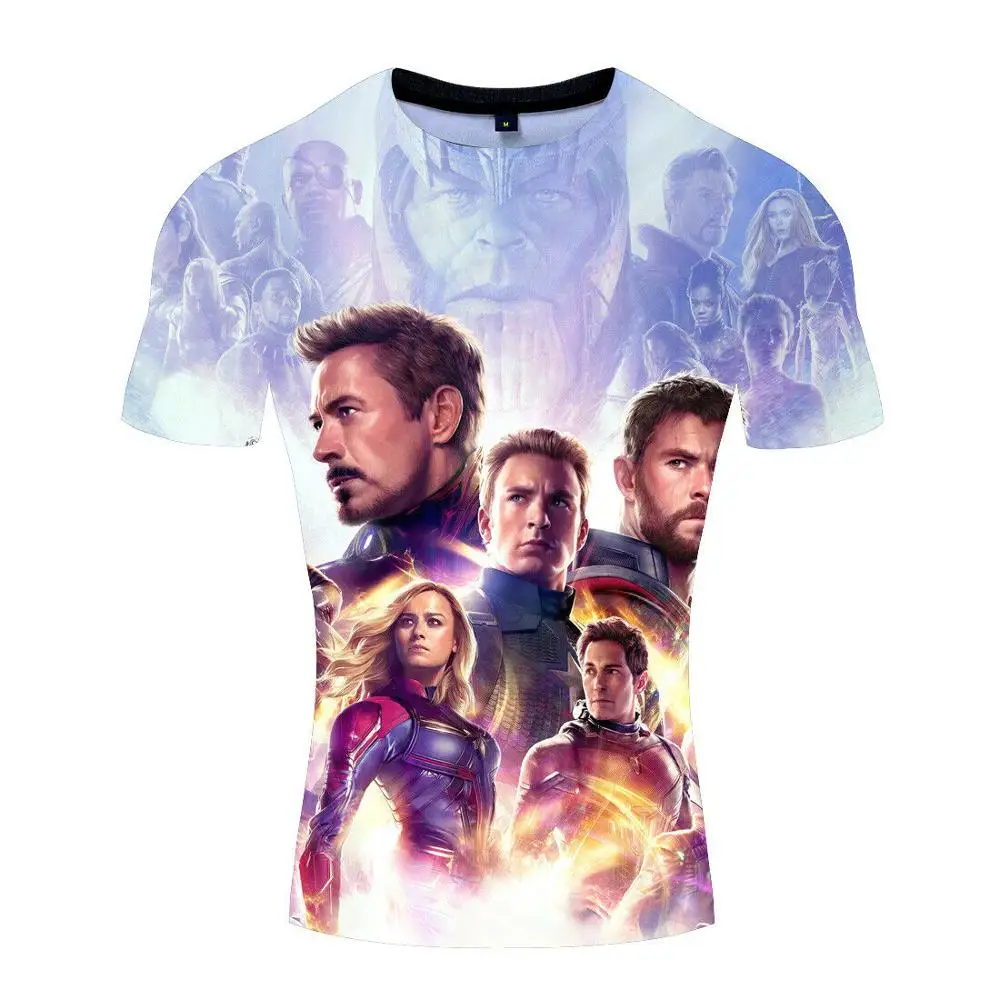 High Quality 3D Short Sleeve TShirt Men With Marvel Avengers Endgame American Captain Iron Man Spider Man Fitness Bodybuilding High Quality 3D Short Sleeve TShirt Men With Marvel Avengers Endgame American Captain Iron Man Spider Man Fitness Bodybuilding