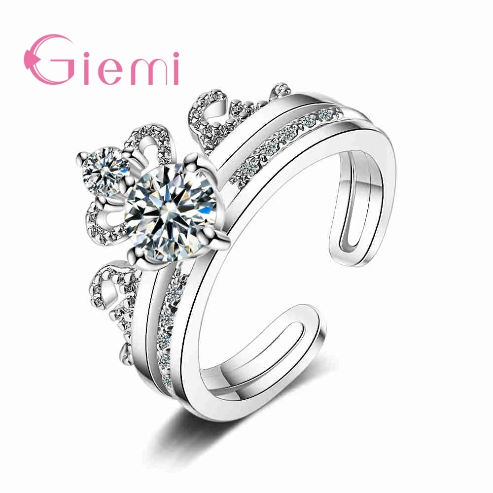 Фото Модное серебряное регулируемое кольцо для женщин в ПАВЕ блестящие свадебные