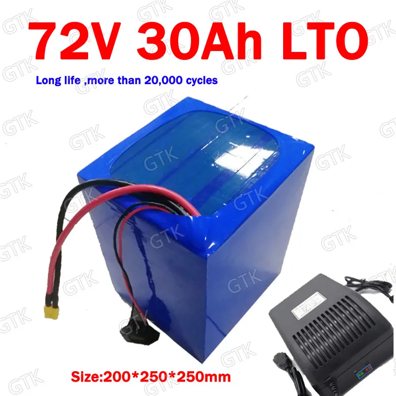 Водонепроницаемый литиевый титанатовый 72 V 30AH аккумулятор лто 80A BMS для 5000 W